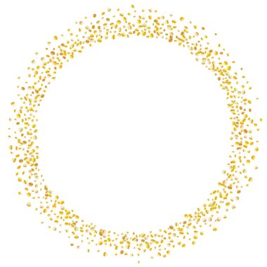 Beyaz arka planda altın parıltılı konfeti.