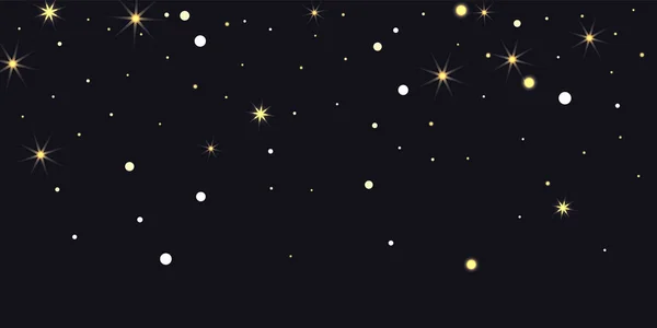Slumpmässiga stjärnor lysa på en svart bakgrund. — Stock vektor