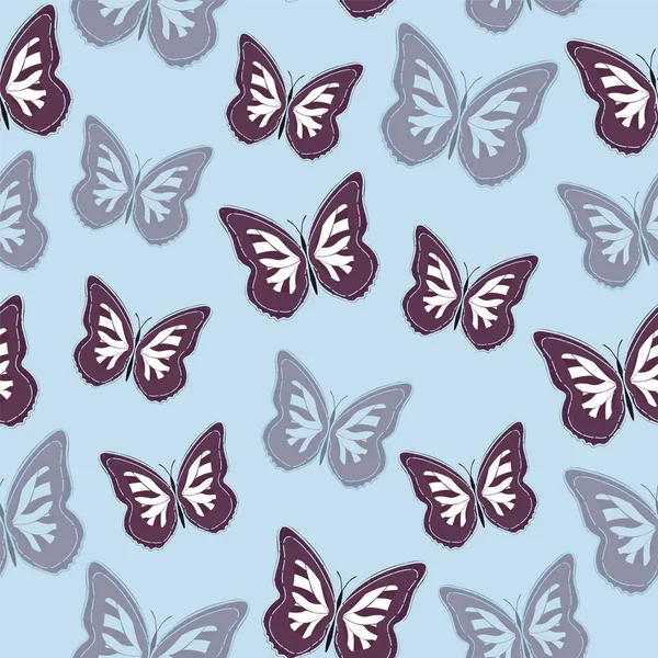 Nahtloser Hintergrund aus hellen Schmetterlingen. — Stockvektor