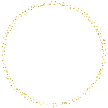 Beyaz arka planda altın parıltılı konfeti.