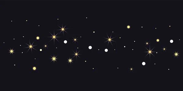 Slumpmässiga stjärnor lysa på en svart bakgrund. — Stock vektor