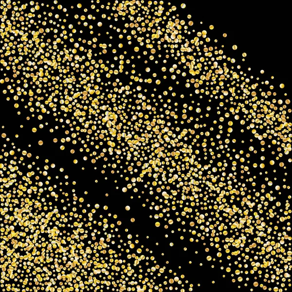 Gouden glitter confetti op een zwarte achtergrond. — Stockvector