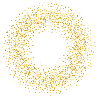 Beyaz arka planda altın parıltılı konfeti.