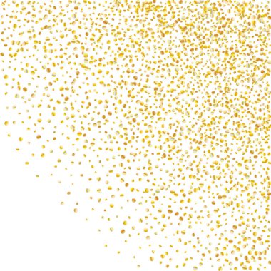 Beyaz arka planda altın parıltılı konfeti.