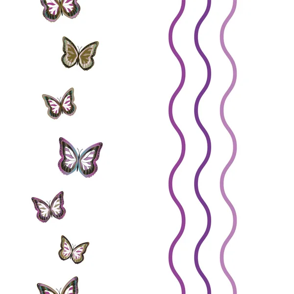 Seamless background from bright butterflies. — Stock Vector