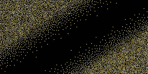 Gouden glitter confetti op een zwarte achtergrond — Stockvector