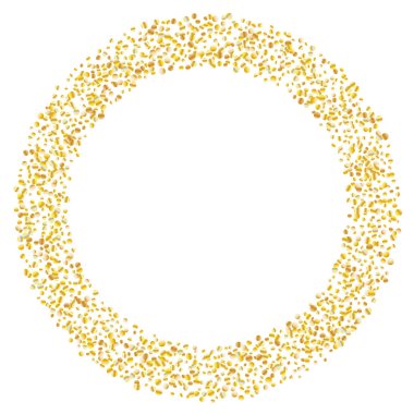 Beyaz arka planda altın parıltılı konfeti.