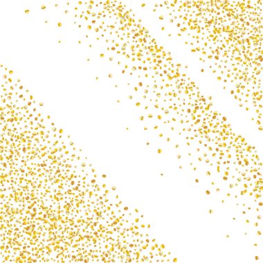Beyaz arka planda altın parıltılı konfeti.