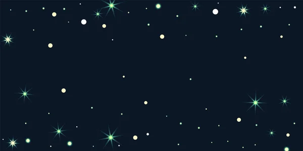 Estrellas al azar brillan sobre un fondo negro . — Vector de stock