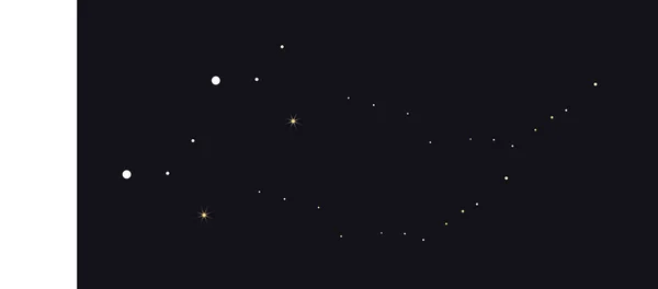 Estrellas al azar brillan sobre un fondo negro . — Vector de stock