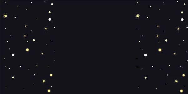 Estrellas al azar brillan sobre un fondo negro . — Vector de stock