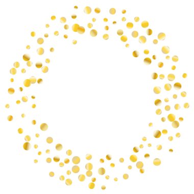 Beyaz zemin üzerine altın konfeti.