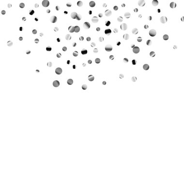 Beyaz bir arka plan üzerinde gümüş konfeti.