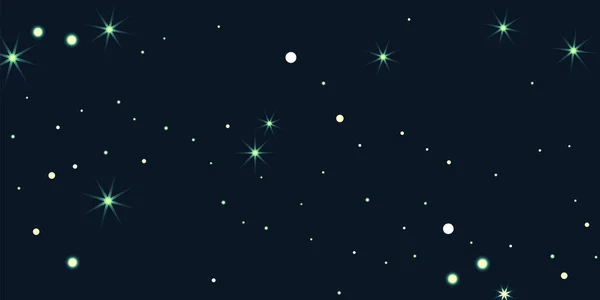 Estrellas al azar brillan sobre un fondo negro . — Vector de stock