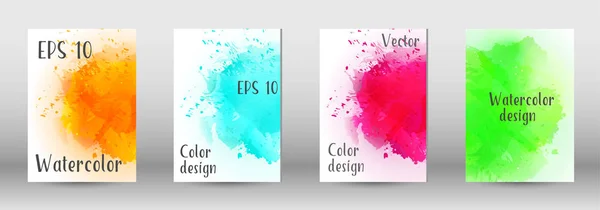 Design-Cover mit einem Bild von Aquarell-Spray. — Stockvektor