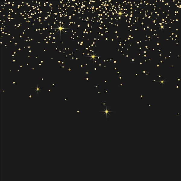 Goldenes Konfetti auf schwarzem Hintergrund — Stockvektor