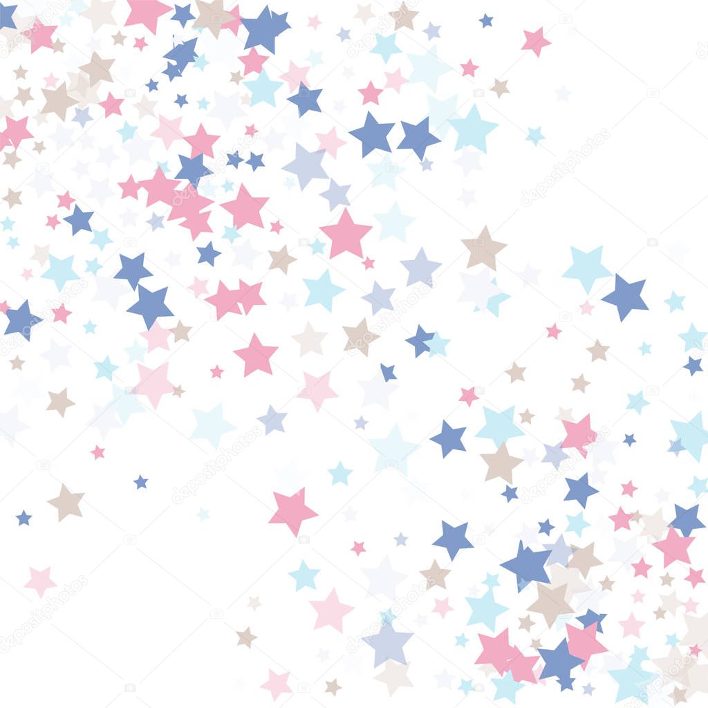 Luxury background of confetti stars in calm tones
