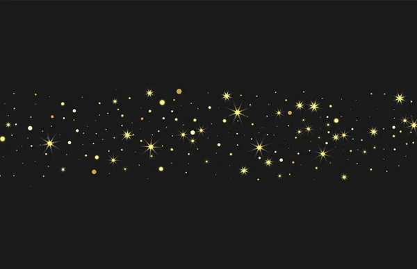Confettis dorés sur fond noir — Image vectorielle