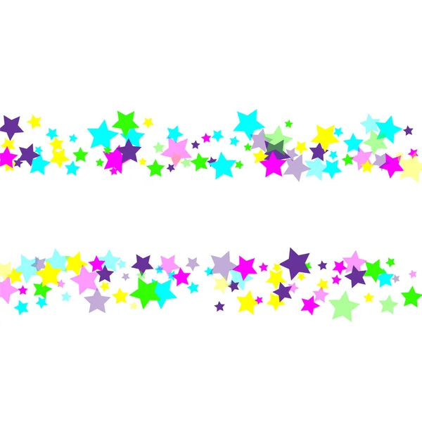 Veelkleurige verspreid chaotisch confetti-sterren — Stockvector