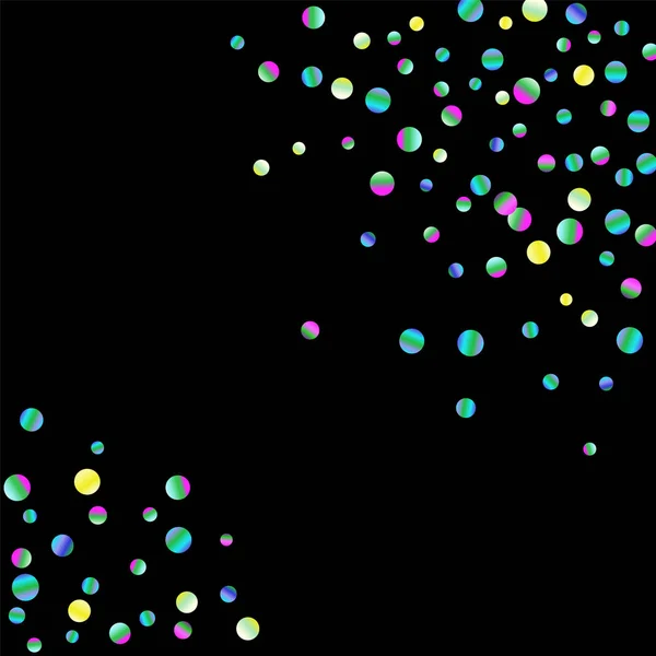 Os pontos de confete coloridos estão espalhados em um preto —  Vetores de Stock