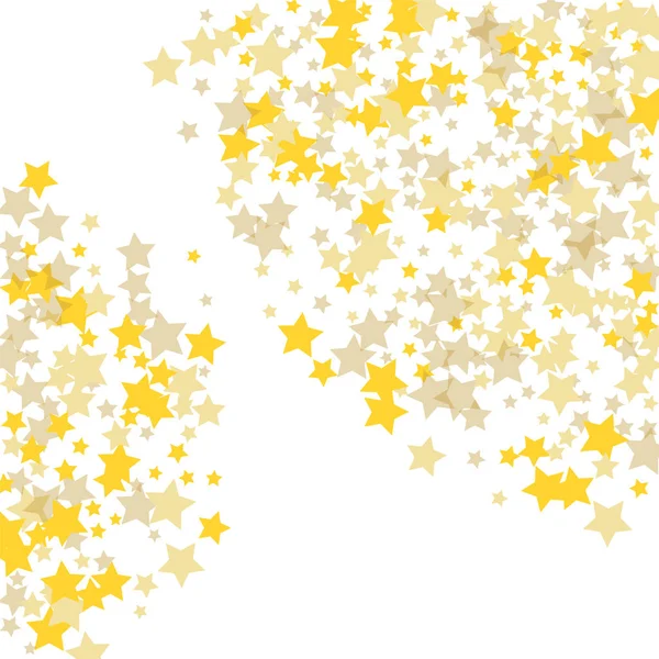 Golden scattered chaotically confetti-stars — Stock Vector