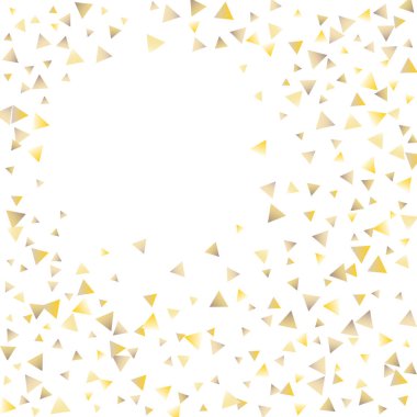 Beyaz zemin üzerine altın konfeti üçgenler