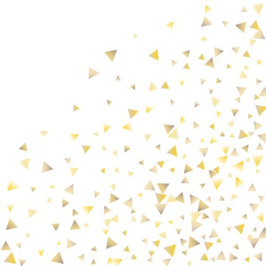 Beyaz zemin üzerine altın konfeti üçgenler