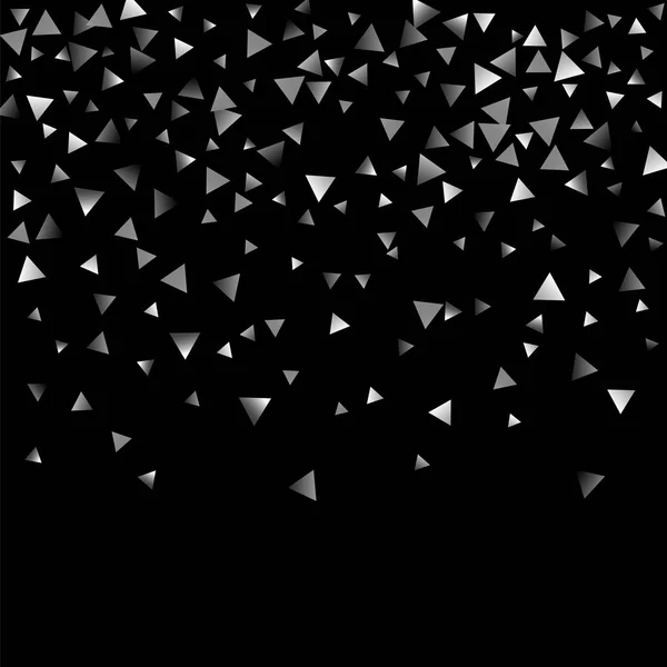 Triángulo de confeti plateado sobre fondo negro . — Vector de stock