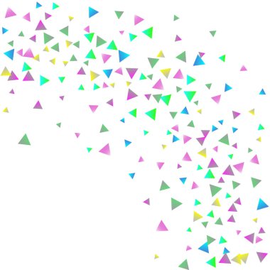 Beyaz zemin üzerine konfeti üçgenler.