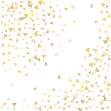 Beyaz zemin üzerine altın konfeti üçgenler
