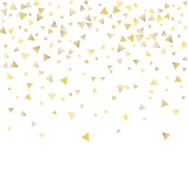 Beyaz zemin üzerine altın konfeti üçgenler