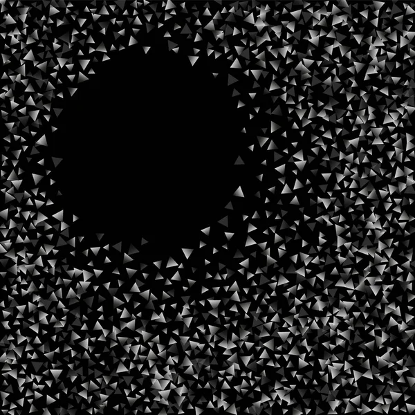 Ασημένιο Κουφέτο τρίγωνο πάνω σε μαύρο φόντο. — Διανυσματικό Αρχείο