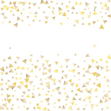 Beyaz zemin üzerine altın konfeti üçgenler