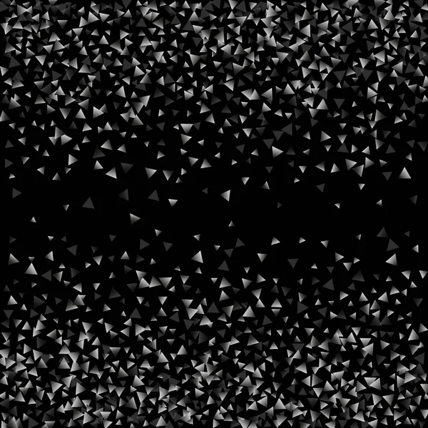 Triángulo de confeti plateado sobre fondo negro . — Archivo Imágenes Vectoriales
