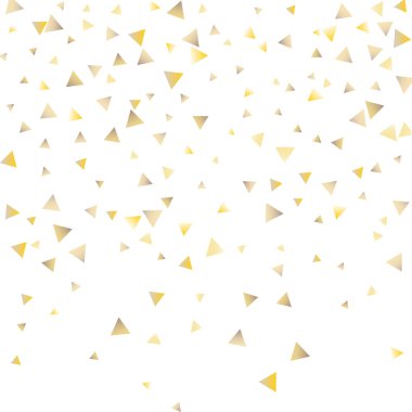 Beyaz zemin üzerine altın konfeti üçgenler