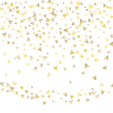 Beyaz zemin üzerine altın konfeti üçgenler