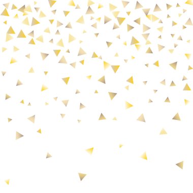 Beyaz zemin üzerine altın konfeti üçgenler