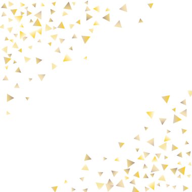 Beyaz zemin üzerine altın konfeti üçgenler