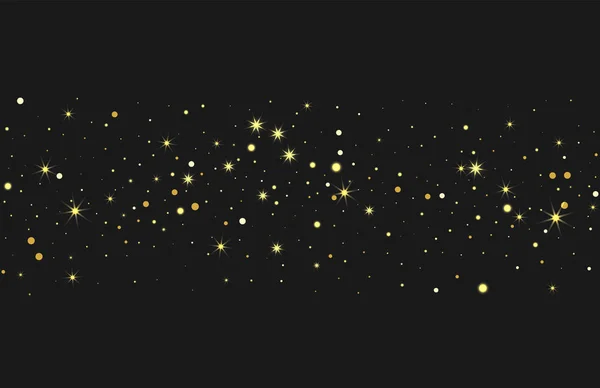 Confettis dorés sur fond noir — Image vectorielle