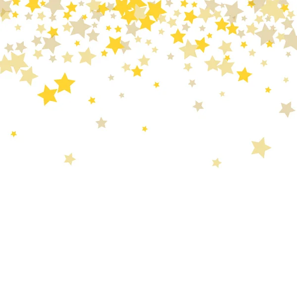 Golden scattered chaotically confetti-stars — Stock Vector