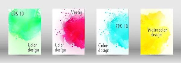 Design-Cover mit einem Bild von Aquarell-Spray. — Stockvektor