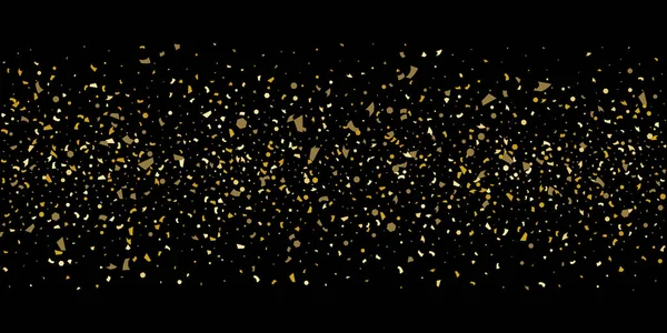 Glitter partikel emas confetti pada hitam - Stok Vektor