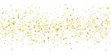 Beyaz arka planda altın parıltılı konfeti.