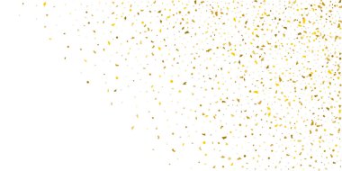 Beyaz arka planda altın parıltılı konfeti.