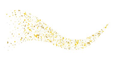 Beyaz arka planda altın parıltılı konfeti.