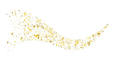 Beyaz arka planda altın parıltılı konfeti.