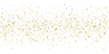 Beyaz arka planda altın parıltılı konfeti.