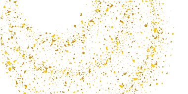 Beyaz arka planda altın parıltılı konfeti.