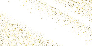 Beyaz arka planda altın parıltılı konfeti.