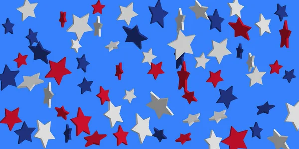 Fondo abstracto estrellas rojas, azules, blancas — Vector de stock